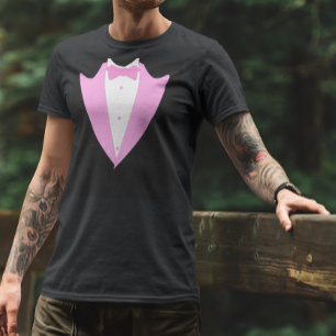 おもしろいタキシードのベストフォーマルピンクタイ Tシャツ
