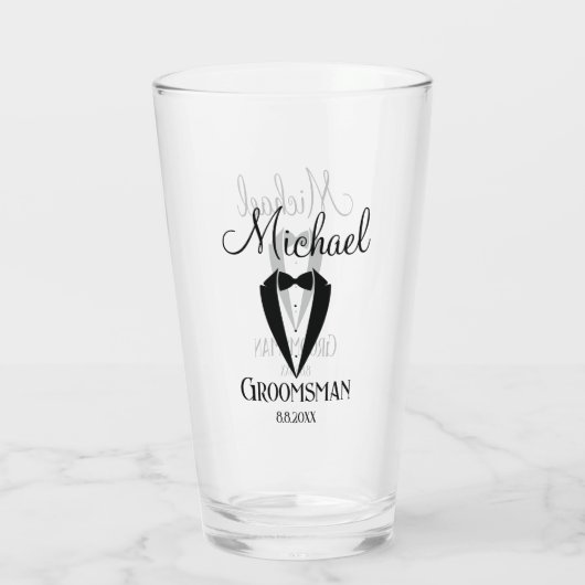 おもしろいタキシード弓グロスマンパーソナライズされたトレンディー タンブラーグラス (裏面)