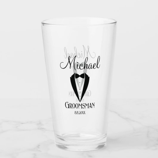 おもしろいタキシード弓グロスマンパーソナライズされたトレンディー タンブラーグラス (正面)