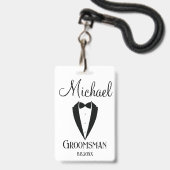 おもしろいタキシード弓パーソナライズされた付きモダン バッジ (ストラップ付き表面)