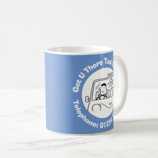 おもしろいタクシー会社のタクシー運転手。 コーヒーマグカップ (正面右)
