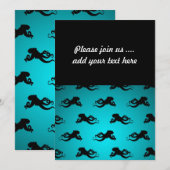 おもしろいタコ模様オン明るいターコイズ 招待状 (正面/裏面)