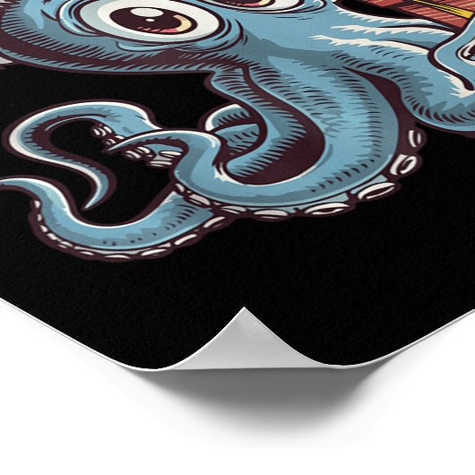 おもしろいタコ用サンタハット付きクリスマスタコ ポスター (角)