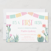 おもしろいタコAファースト・フィエスタ1歳の誕生日パーティー 招待状 (正面)