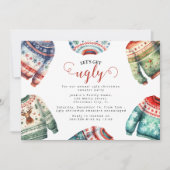 おもしろいタッキーで醜いクリスマスセーターパーティー 招待状 (正面)