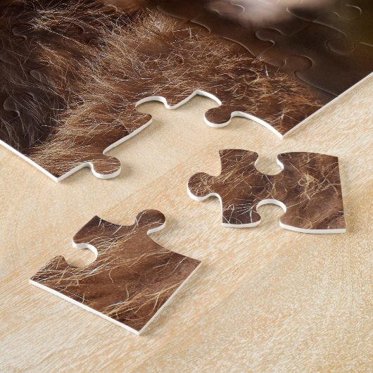 おもしろいタヌキが舌を出して写真を撮る ジグソーパズル (側面)