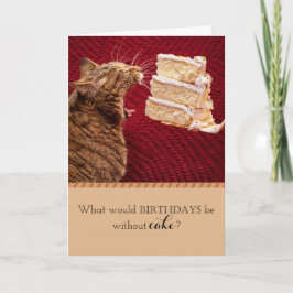 おもしろいタビーキャッ食べクの大きなケーキの誕生日 カード