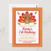 おもしろいターキャンツギビング誕生日招待状 ポストカード (正面/裏面)