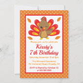 おもしろいターキーサンクスギビング誕生日 招待状 (正面)