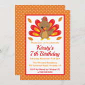 おもしろいターキーサンクスギビング誕生日 招待状 (正面/裏面)