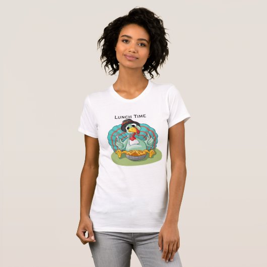 おもしろいターキー食べ物アニマルズパイ Tシャツ (正面フル)