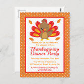 おもしろいターキ感謝祭ディナーパーティの招待状 ポストカード (正面/裏面)
