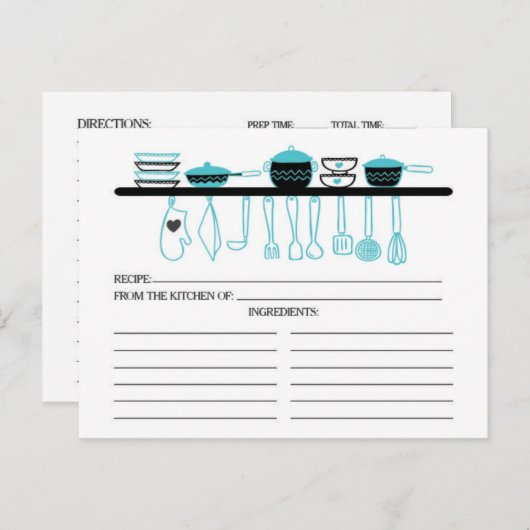 おもしろいターコイズキッチンガジェットブライダルレシピカード ポストカード (正面/裏面)