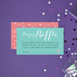 おもしろいターコイズコーラルピンクおむつラッフルベビーパーティー エンクロージャーカード