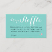 おもしろいターコイズコーラルピンクおむつラッフルベビーパーティー エンクロージャーカード (正面)