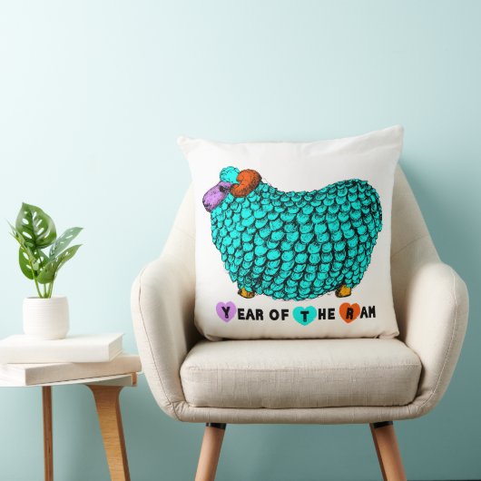 おもしろいターコイズラム中国の年〔占星術の〕十二宮図スクエアP クッション (椅子)