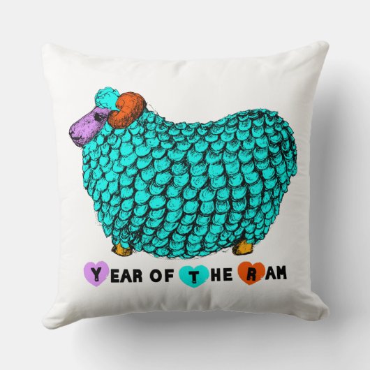 おもしろいターコイズラム中国の年〔占星術の〕十二宮図スクエアP クッション (裏面)