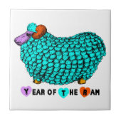 おもしろいターコイズRAM年中国の〔占星術の〕十二宮図タイル タイル (正面)