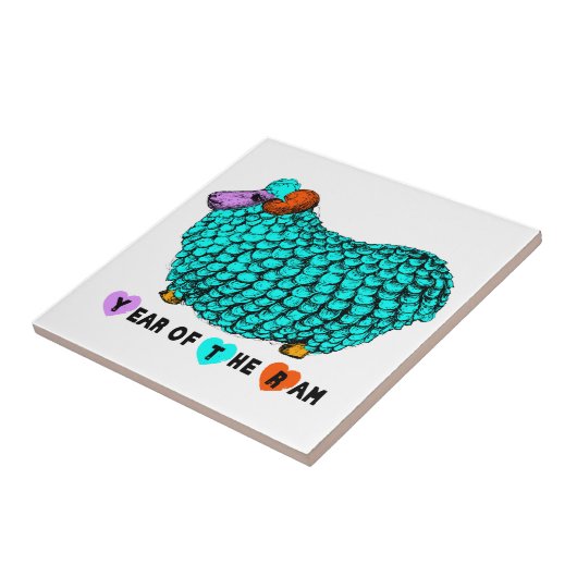 おもしろいターコイズRAM年中国の〔占星術の〕十二宮図タイル タイル (側面)