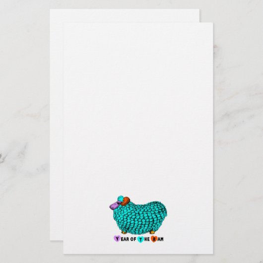 おもしろいターコイズRAM年中国の〔占星術の〕十二宮図文房具 便箋 (正面/裏面)