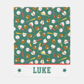 おもしろいターフグリーンホワイト野球プリント フリースブランケット (正面)