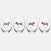 おもしろいダシュンドウィーナーソーセージドッグパーソナライズされた名 ステムなしワイングラス (正面)