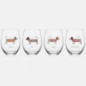 おもしろいダシュンドウィーナーソーセージドッグパーソナライズされた名 ステムなしワイングラス (裏面)