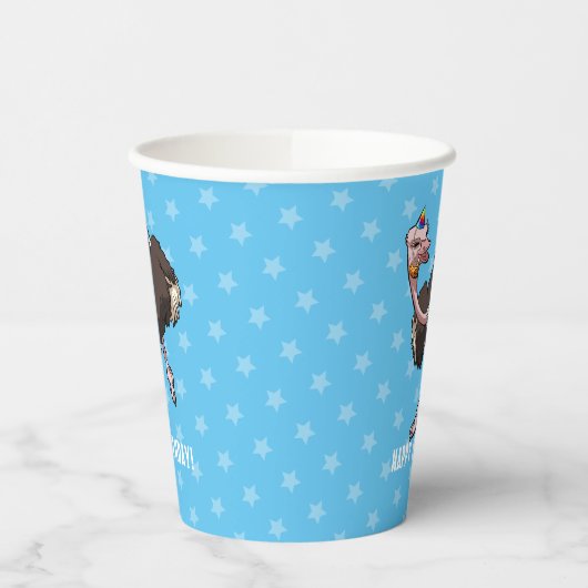 おもしろいダチョウハッピーバースデーパーティー動物マンガ 紙コップ (左)