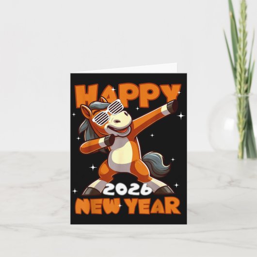 おもしろいダッキング馬 幸せな旧正月 2026年 馬年 カード (正面)