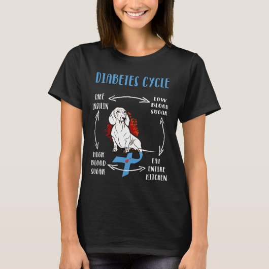 おもしろいダックスシャント糖尿病性生活循環型糖尿病アワレ Tシャツ (正面)