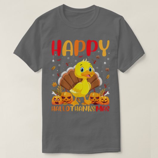 おもしろいダックバードラバーハッピーダックHelloThanksMas T- Tシャツ (デザイン正面)