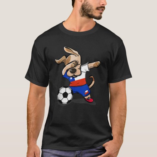 おもしろいダッブングドッグチリサッカージャージ チリのサッカーファン Tシャツ (正面)