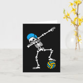 おもしろいダブダビングスケルトンウォーターポロハロウィーン泳ぐ カード (黄色い花)