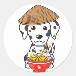 おもしろいダルマ食べ物チは麺 ラウンドシール