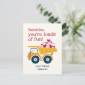 おもしろいダンプトラックのバレンタインデー葉書の負荷 ポストカード (スタンド正面)
