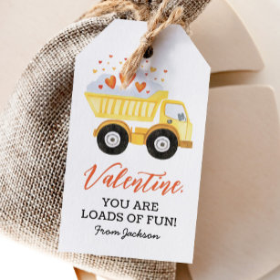 おもしろいダンプトラック子供バレンタインのロード ギフトタグ