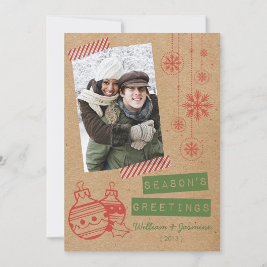 おもしろいダンボールキャンディテープホリデーフラットカード シーズンカード (正面)