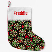 おもしろいダーツ選手パーソナライズされた スモールクリスマスストッキング (正面)