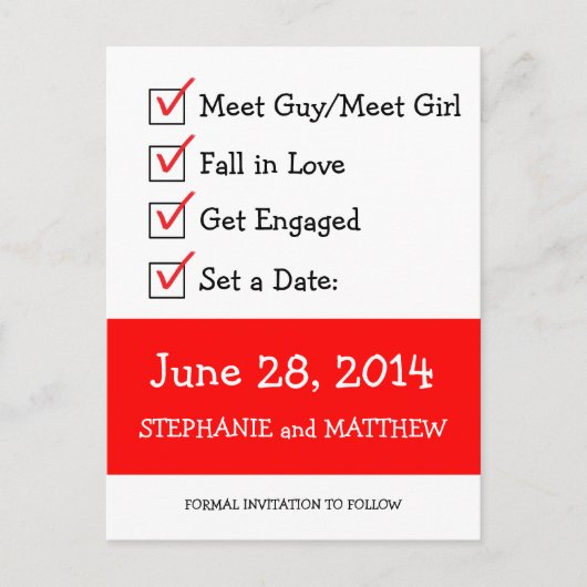 おもしろいチェックリスト日付の保存 案内ポストカード (正面)