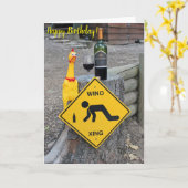 おもしろいチキンウィノシン誕生日カード! カード (黄色い花)