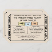 おもしろいチケットカットファミリー懇親会招待状 招待状 (正面/裏面)