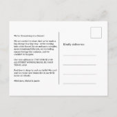 おもしろいチニーハウス写真の新しい住所ホーム移動 案内ポストカード (裏面)