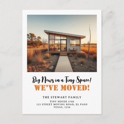 おもしろいチニーハウス写真の新しい住所ホーム移動 案内ポストカード (正面)