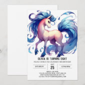 おもしろいチャイルドホース誕生日 招待状 (正面/裏面)