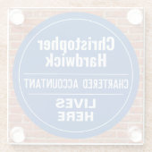 おもしろいチャーター会計士ウォールプラークスタイル ガラスコースター (裏面)