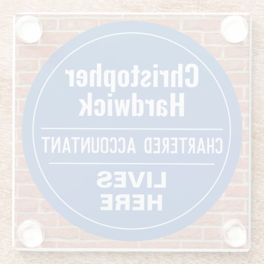 おもしろいチャーター会計士ウォールプラークスタイル ガラスコースター (裏面)