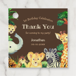 おもしろいチョコレートブラウンジャングル野生動物誕生日 フェイバータグ
