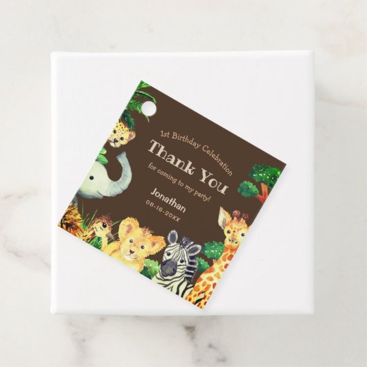 おもしろいチョコレートブラウンジャングル野生動物誕生日 フェイバータグ (インサイチュ)