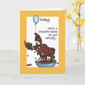 おもしろいチョコレートムースとバルーン9番目の誕生日 カード (黄色い花)