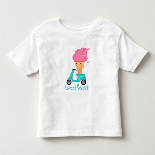 おもしろいチルサマーピンクアイスクリームスクーターSweetheart トドラーTシャツ (正面)